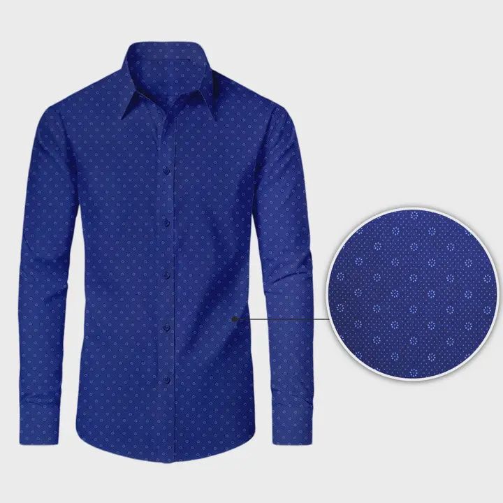 Men's Long Sleeve Performance Stretch Printed Dress Shirts