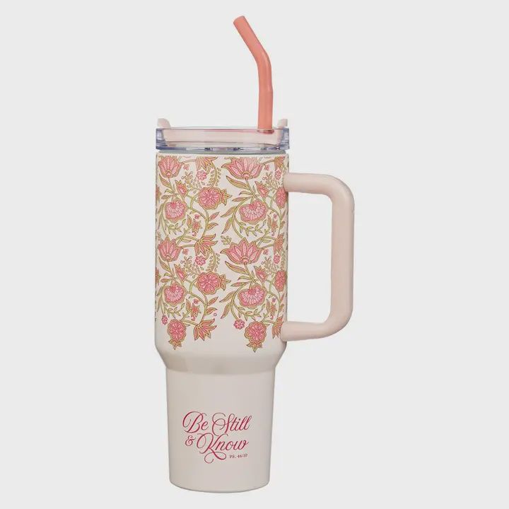 Tumbler W/Straw Ss Pink Be Still Ps. 46:10