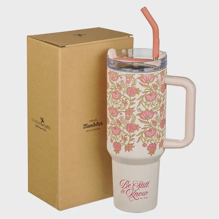 Tumbler W/Straw Ss Pink Be Still Ps. 46:10