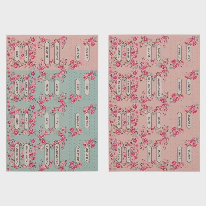 Bible Indexing Tabs Floral Pink &amp; Teal