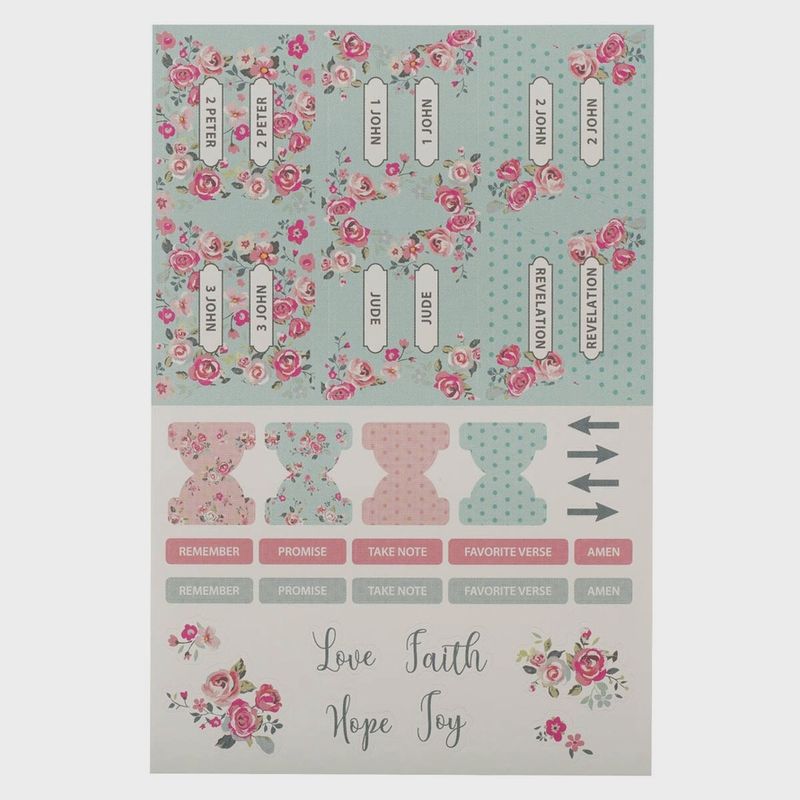 Bible Indexing Tabs Floral Pink &amp; Teal