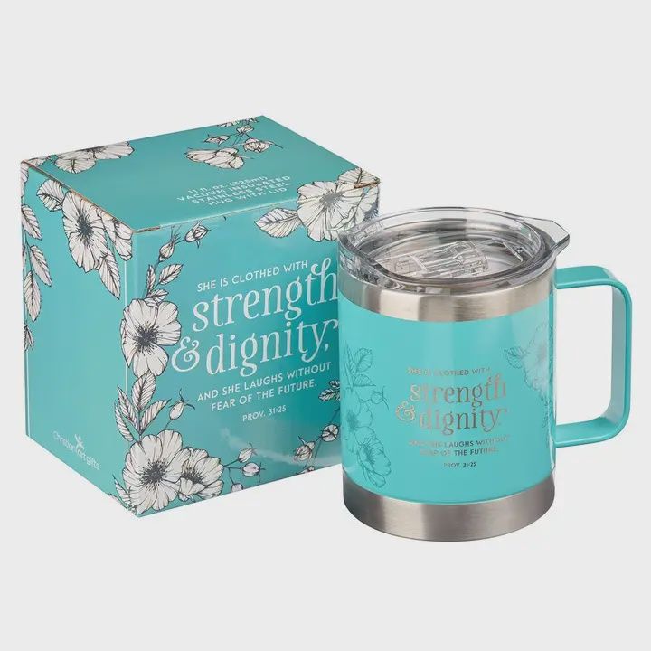 Mug Ss Camp Teal She Is Clothed with Strength Prov. 31:25