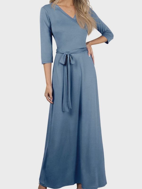 3/4 Sleeve Knit Long Dress