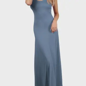 Sleeveless Solid Color Knitted Long Dress, Size: S