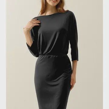 Women's 3/4 Sleeve One Shoulder Bodycon Pencil Midi Dress Size