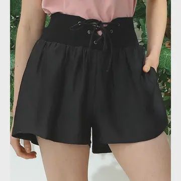 Lace Up Shorts, Color: Black, Size: Small