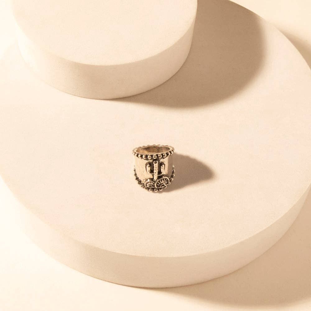 Cactus Country adjustable Ring for Women with engraved cactus detail for everyday western wear