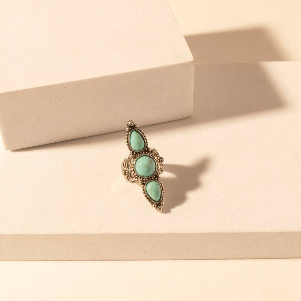 Wildfire Turquoise adjustable Ring for Women with turquoise detail for premium western wear