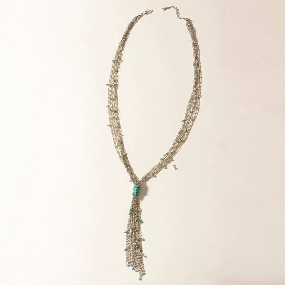 Mist River Tassel Necklace in Silver Mix