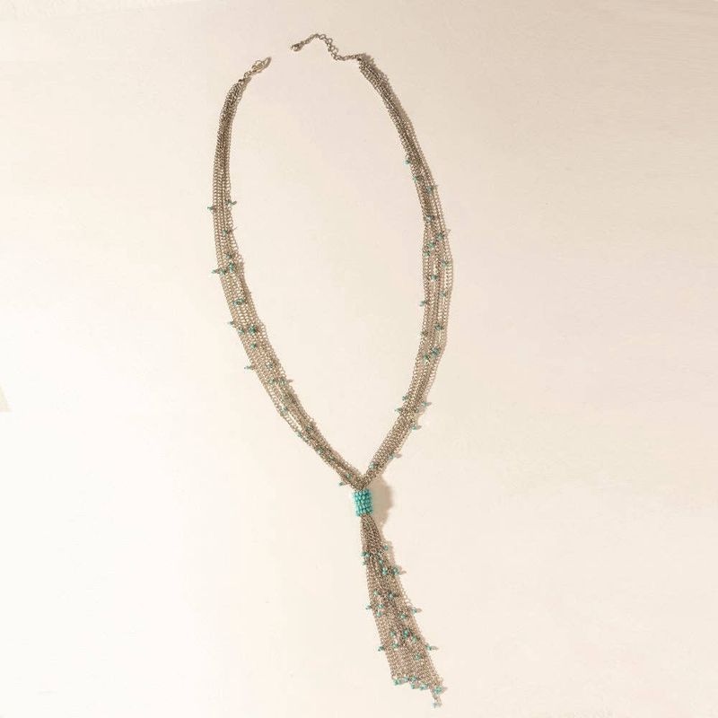 Mist River Tassel Necklace in Silver Mix