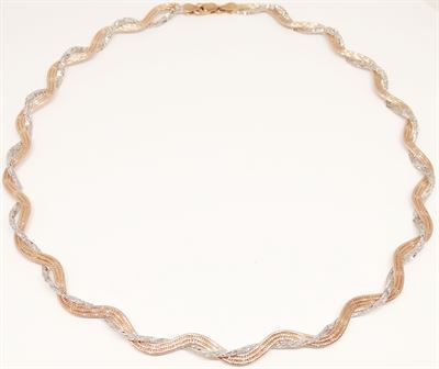 16" Sterling Silver Twisted Necklace Two-Tone Made In Italy