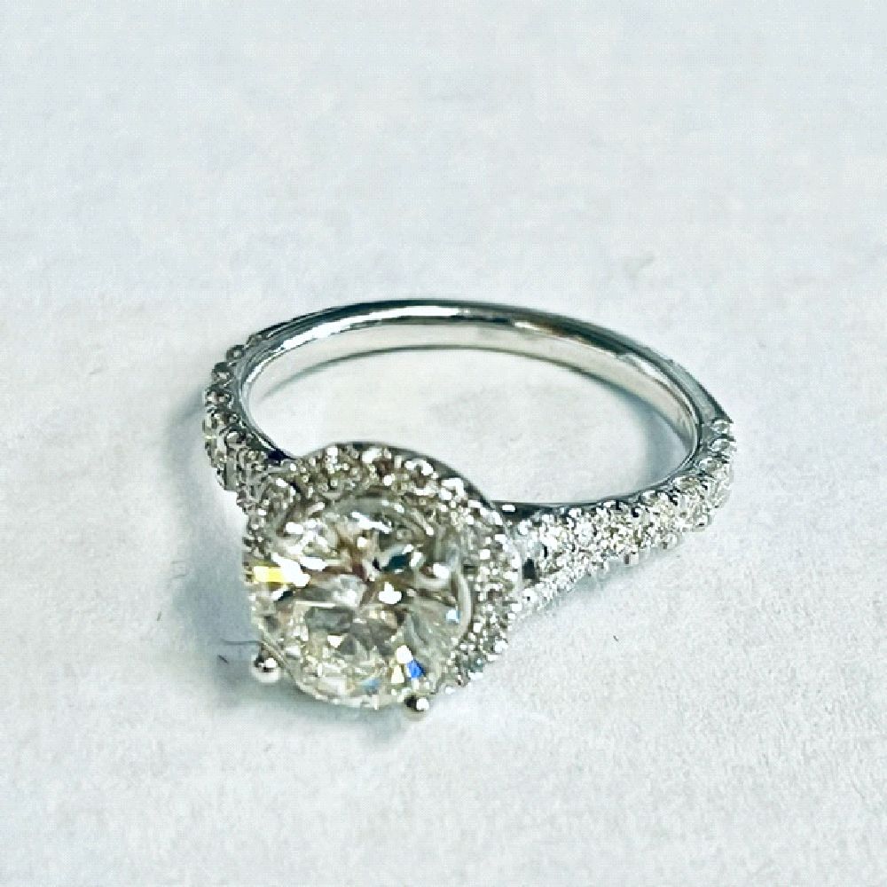 LADIES PLATINUM FANCY ENGAGEMENT RING