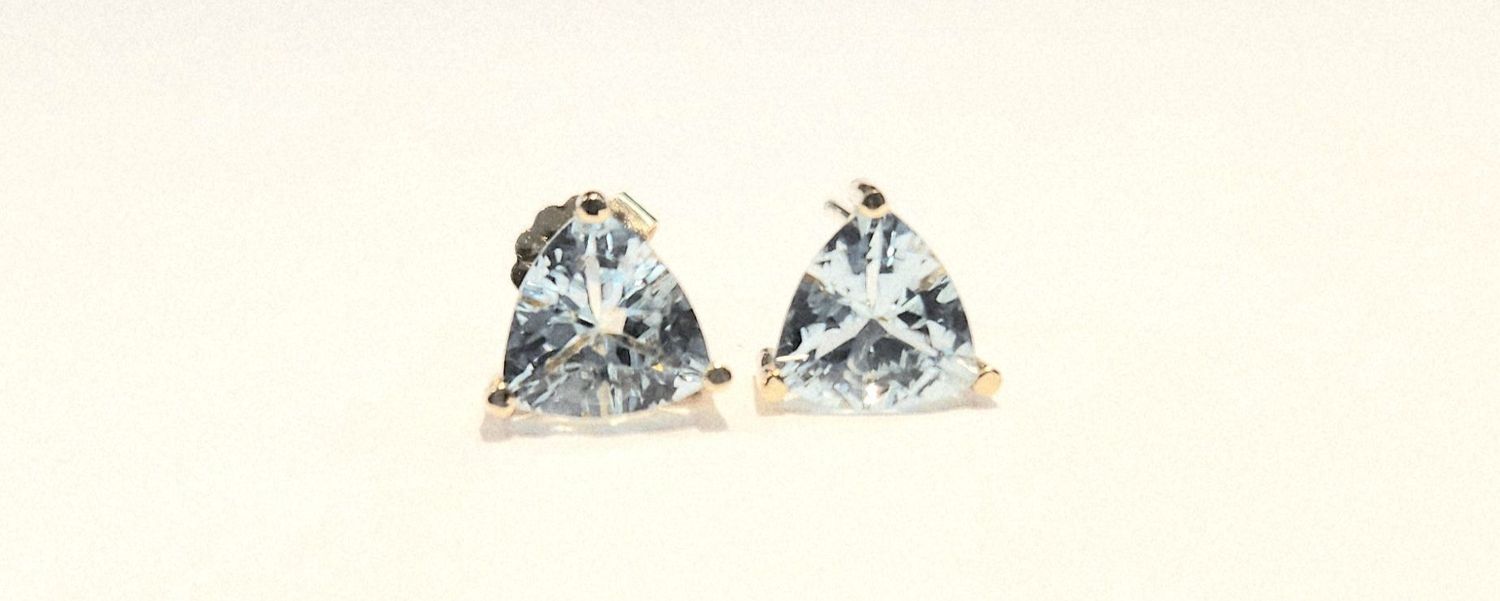 14K  AQUAMARINES TRILLIAN EARRINGS