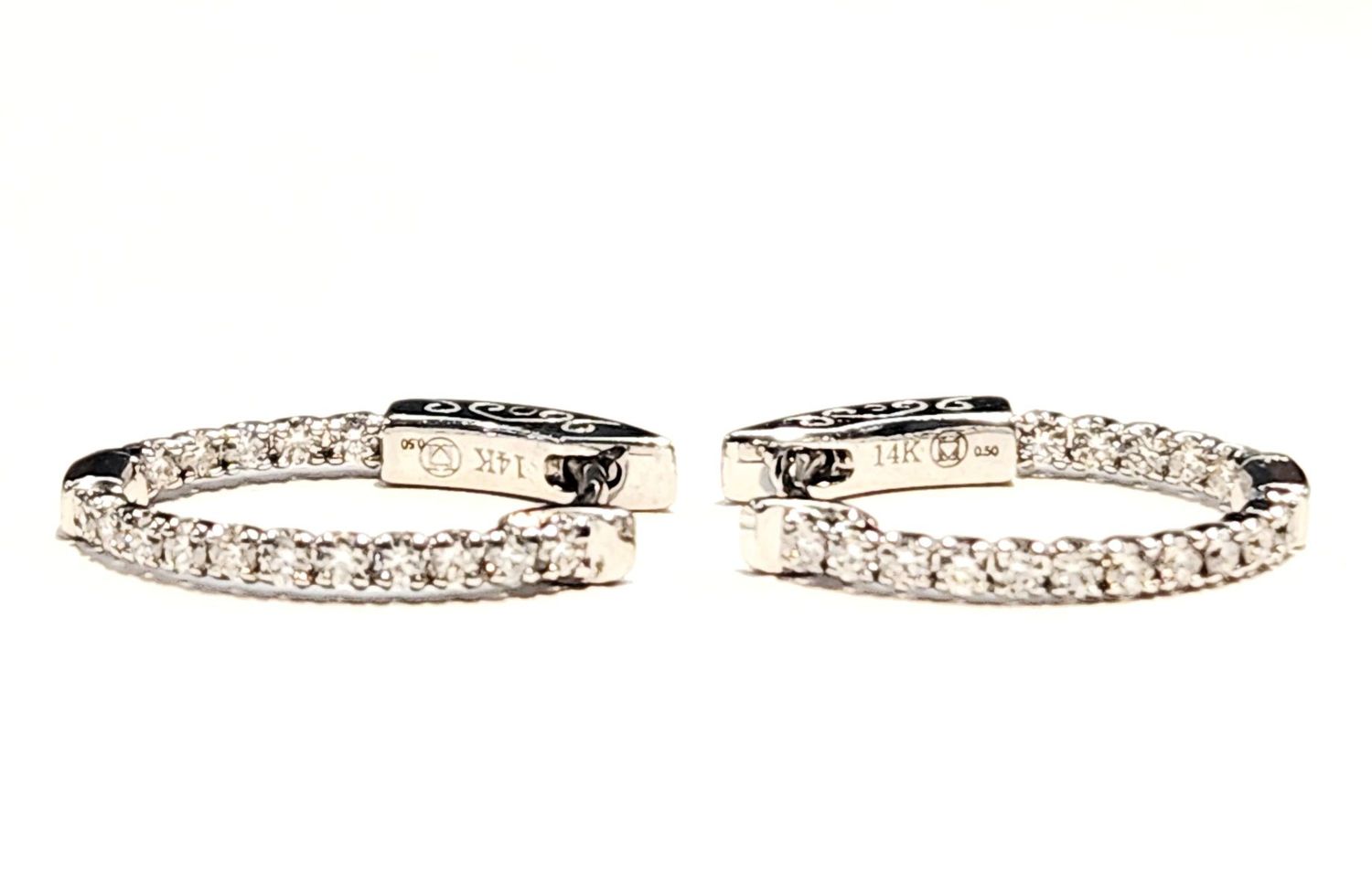 14K WHITE GOLD DIAMOND EARRINGS 0.50CT TOTAL WEIGHT