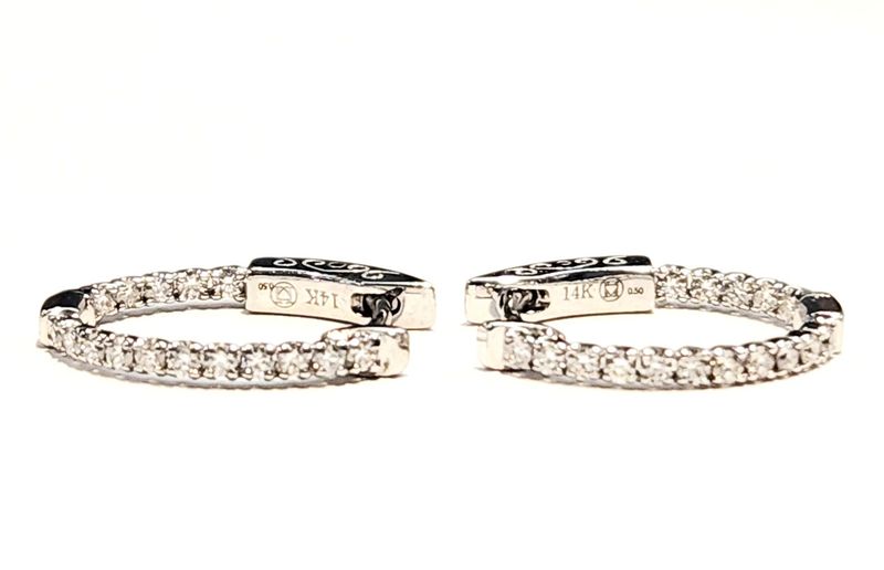 14K WHITE GOLD DIAMOND EARRINGS 0.50CT TOTAL WEIGHT 14K WHITE GOLD DIAMOND EARRINGS 0.50CT TOTAL WEIGHT