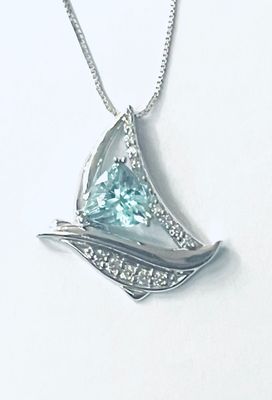 18k Paraiba tourmaline and diamond pendant 18k Paraiba tourmaline and diamond pendant