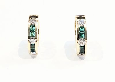 14K GOLD EMERALD DIAMOND EARRINGS 0.77CT EMERALD DIAMOND 0.75CT 14K GOLD EMERALD DIAMOND EARRINGS 0.77CT EMERALD DIAMOND 0.75CT