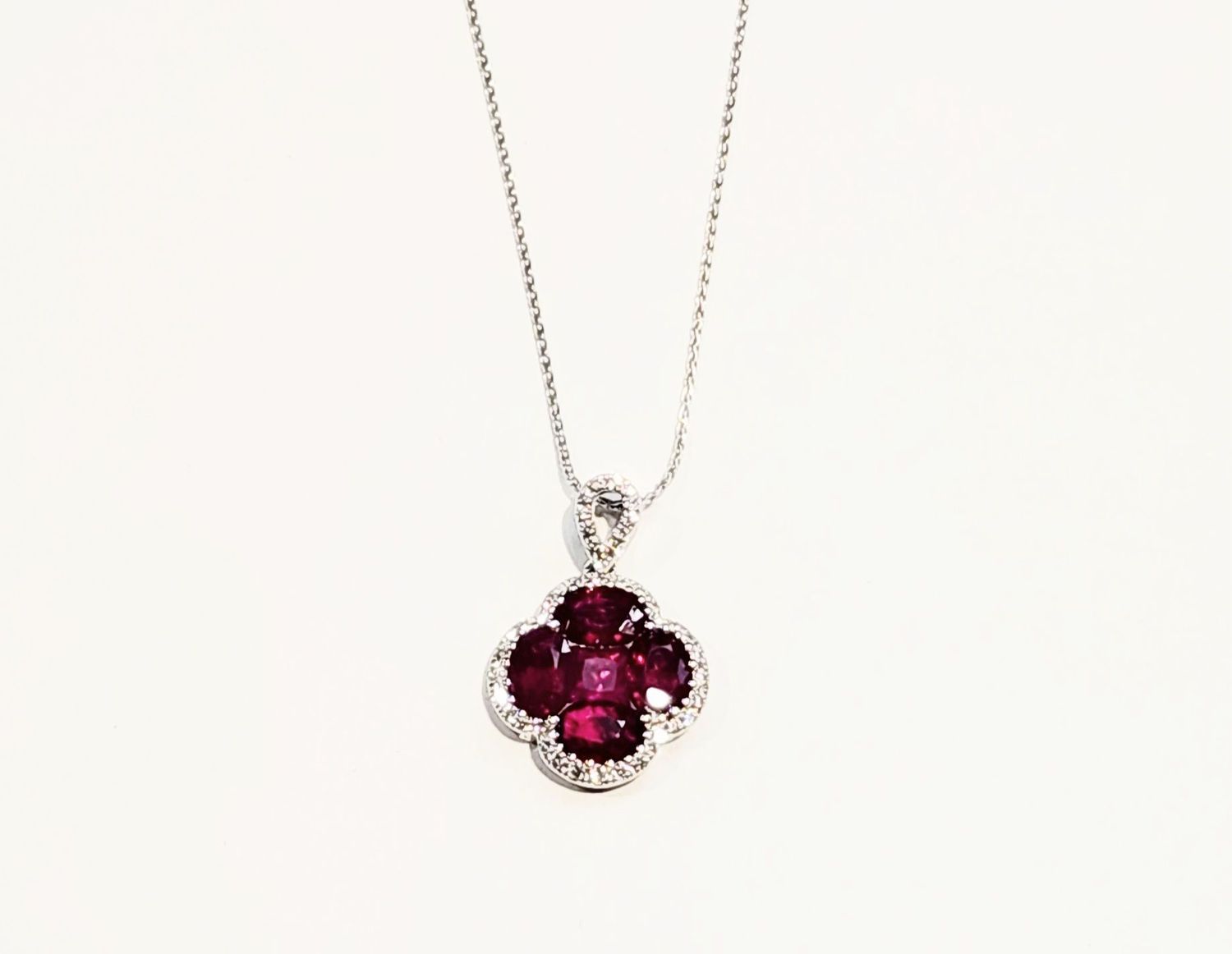 14K GOLD RUBY DIA PENDANT DIAMOND 0.22CT RUBY 2.63CT