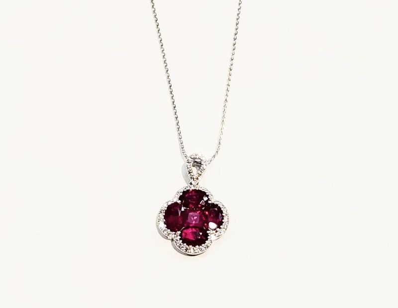 14K GOLD RUBY DIA PENDANT DIAMOND 0.22CT RUBY 2.63CT