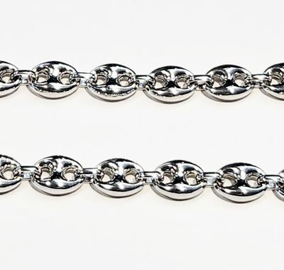 18'' HERCO STERLING SILVER RHODIUM PLATED PUFFED MARINER CHAIN 18'' HERCO STERLING SILVER RHODIUM PLATED PUFFED MARINER CHAIN