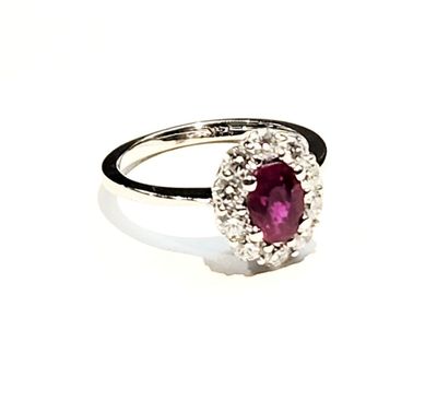 14K WHITE GOLD RING WITH 0.97 CT RUBY AND 0.75CT DIAMONDS 14K WHITE GOLD RING WITH 0.97 CT RUBY AND 0.75CT DIAMONDS