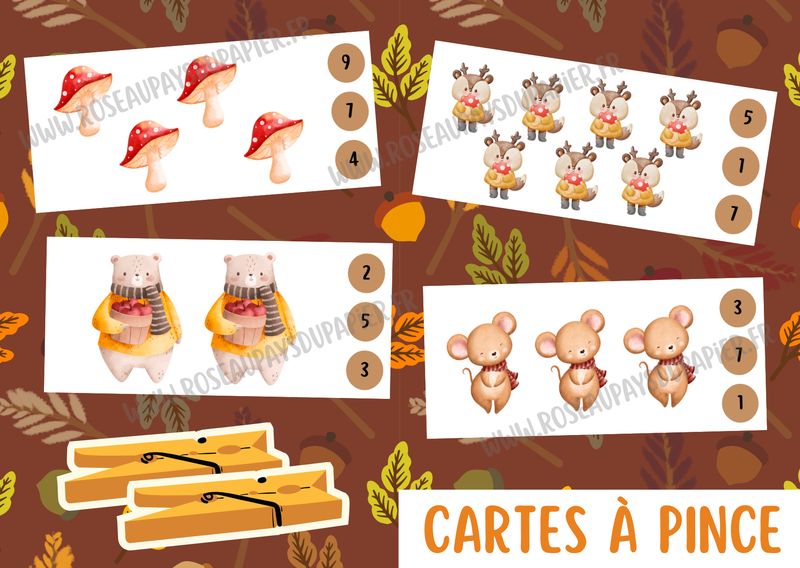 Cartes à pince - Automne