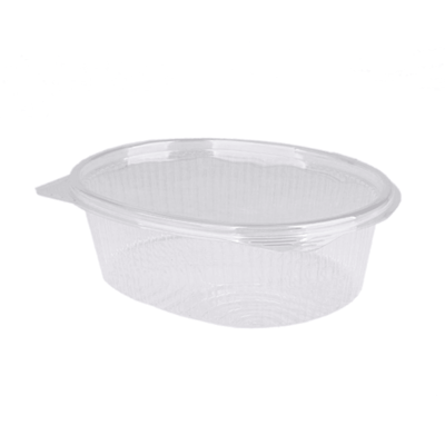 CLEAR OVAL 375cc HINGED SALAD CONTAINER 1x600 SALA202