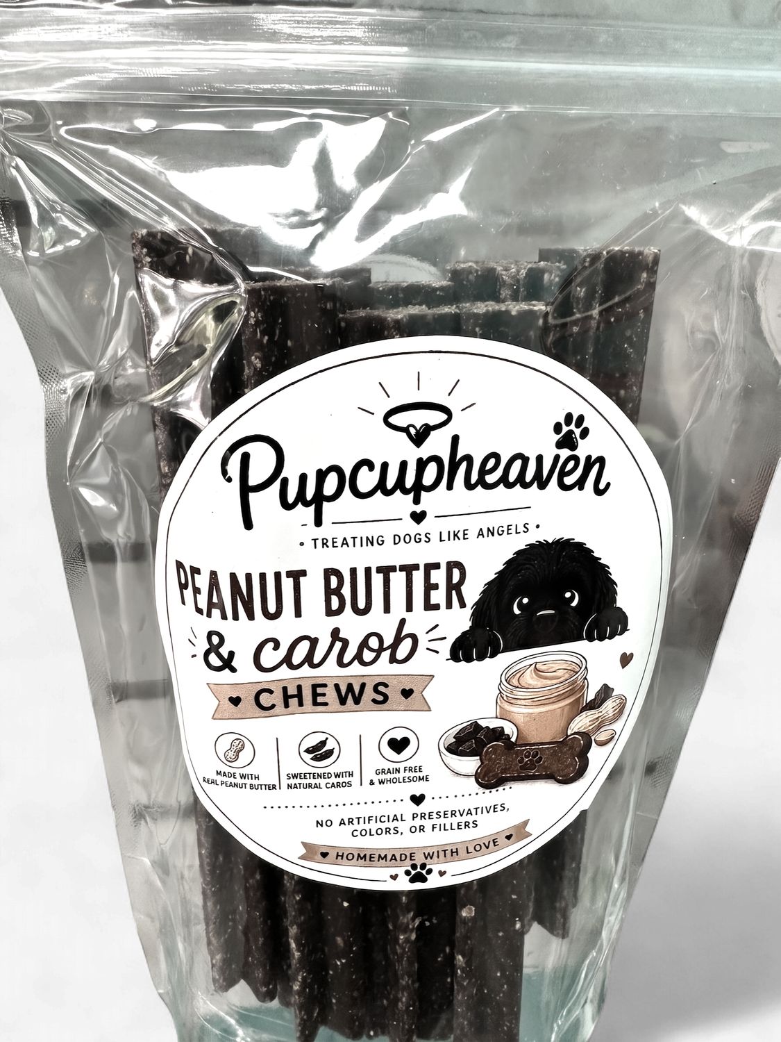 Pupcupheaven Dog Chews, Material: Peanut Butter Carob Chews