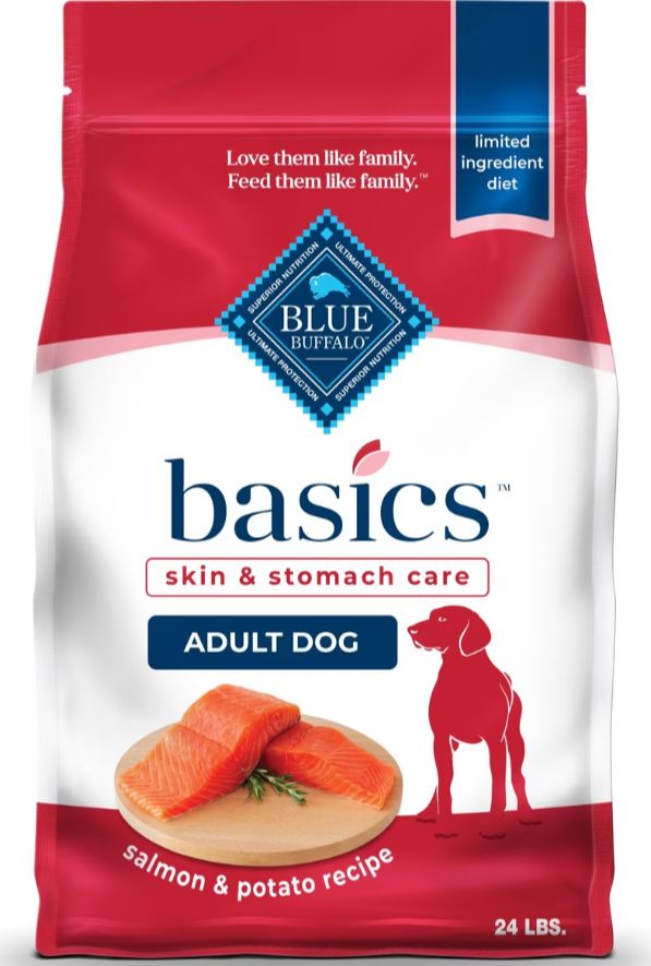 Blue Buffalo Basics Skin &amp; Stomach Care Adult Salmon &amp; Potato Recipe Dry Dog Food, 24-lb bag