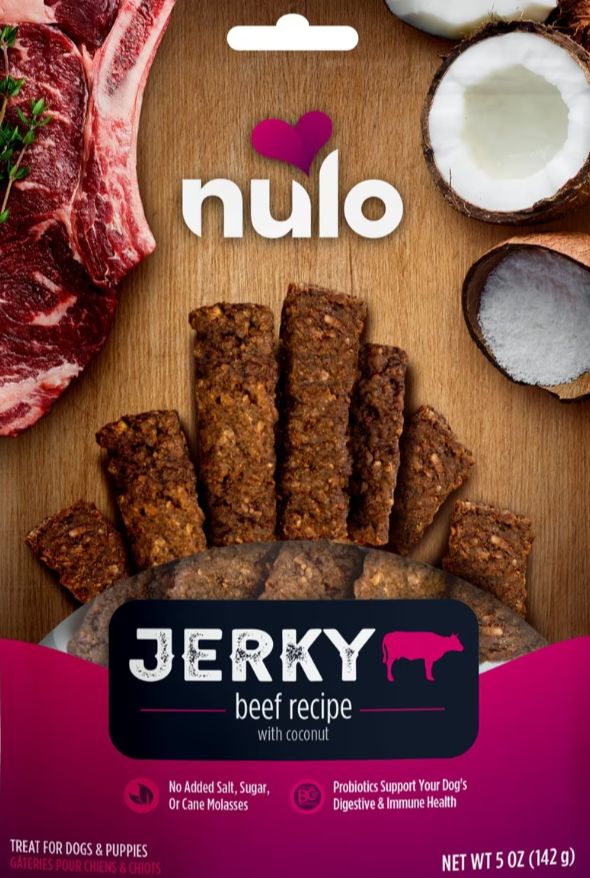 Nulo Premium Jerky Strips Dog Treats, Grain-Free High Protein Jerky Strips made with BC30 Probiotic to Support Digestive &amp; Immune Health Jerky Dog Treats, 5-oz bag