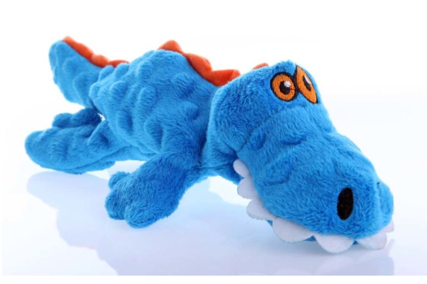 goDog Just For Me Gator with Chew Guard Technology Tough Plush Dog Toy Blue, 1ea/Min
