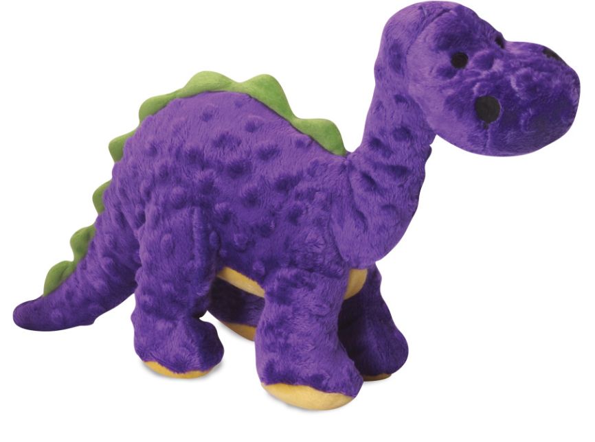 goDog Dinos Bruto with Chew Guard Technology Tough Plush Dog Toy Purple