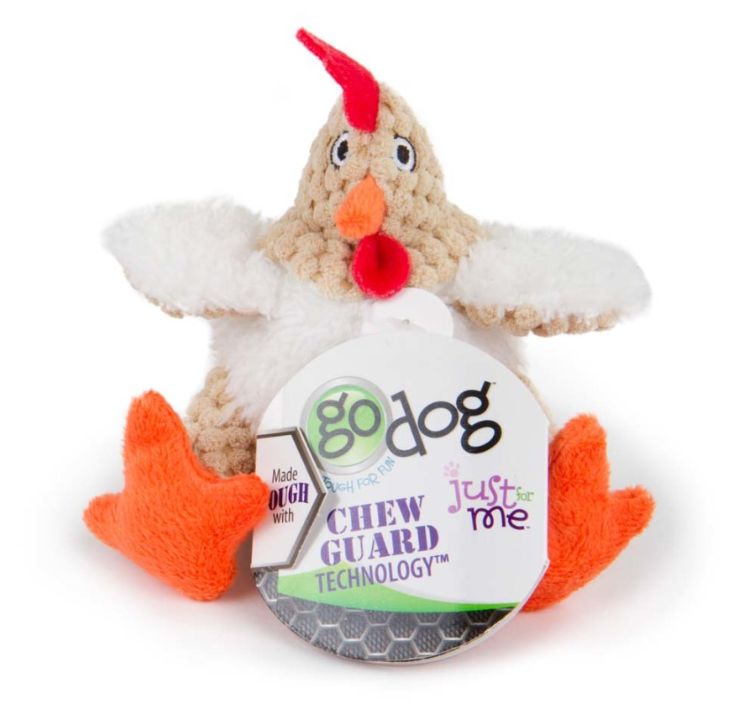 goDog Just For Me Fat Rooster with Chew Guard Technology Tough Plush Dog Toy White, 1ea/Mini