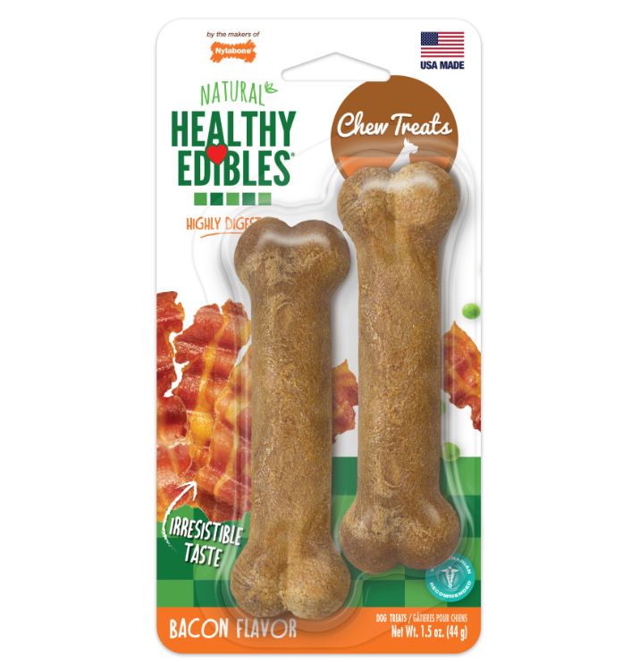 Nylabone Healthy Edibles All-Natural Long Lasting Chew Treats Bacon, 1ea/XS (2 ct)