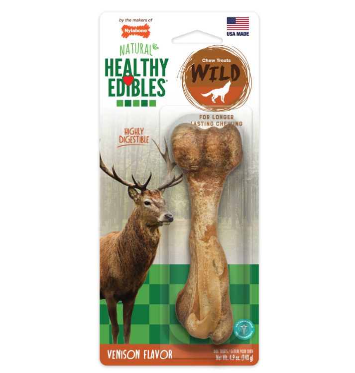 Nylabone Healthy Edibles WILD All-Natural Long Lasting Chew Treats Venison, 1ea/Large (1 ct)
