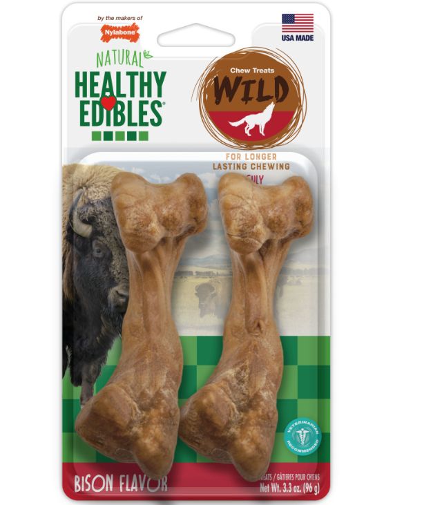 Nylabone Healthy Edibles Wild All-Natural Long Lasting Chew Treats Bison, 1ea/Medium (2 ct)