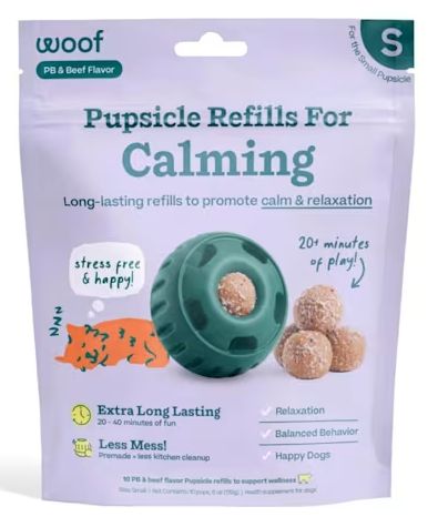 Woof Calming Pops Small Dog Treats, 6 oz., Count of 10  PB &amp; Beef