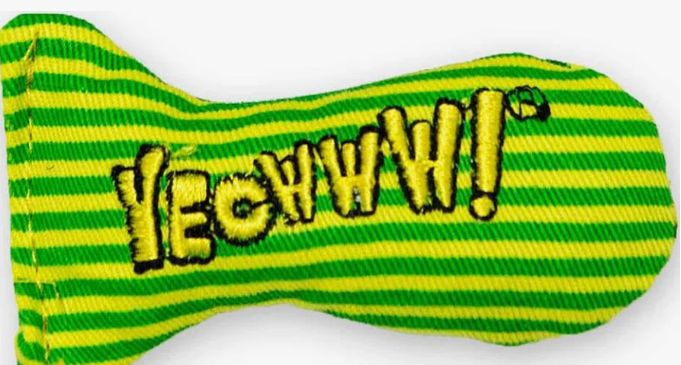 Yeowww! Catnip Stinkies Sardines Cat Toy, Stripes Yellow