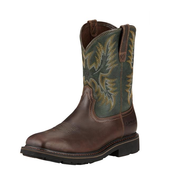 Men's Sierra Wide Square Toe Steel Toe Work Boot - 10017434, Color: Dark Brown, product_size_1: 10, product_size_2: EE / Wide