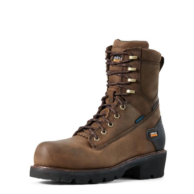 Men's Powerline 8" Waterproof Composite Toe Work Boot - 10018566, Color: Oily Distressed Brown, product_size_1: 10, product_size_2: EE / Wide