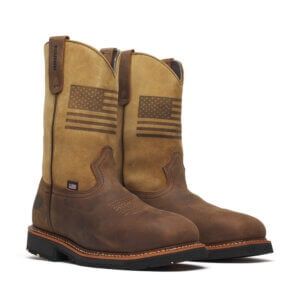 SQUARE TOE WELLINGTON – WATERPROOF – 11” TAN FLAG – SAFETY TOE - 804-4338