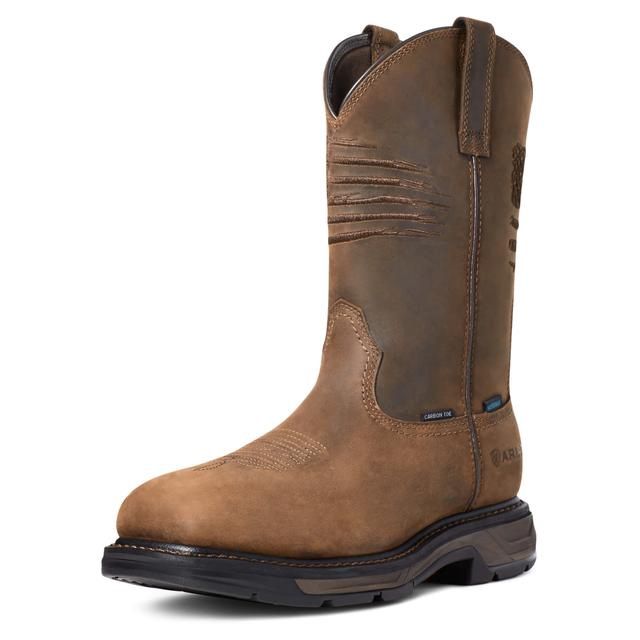 Men's WorkHog XT Patriot Waterproof Carbon Toe Work Boot - 10036002, Color: Distressed Brown, product_size_1: 10, product_size_2: EE / Wide