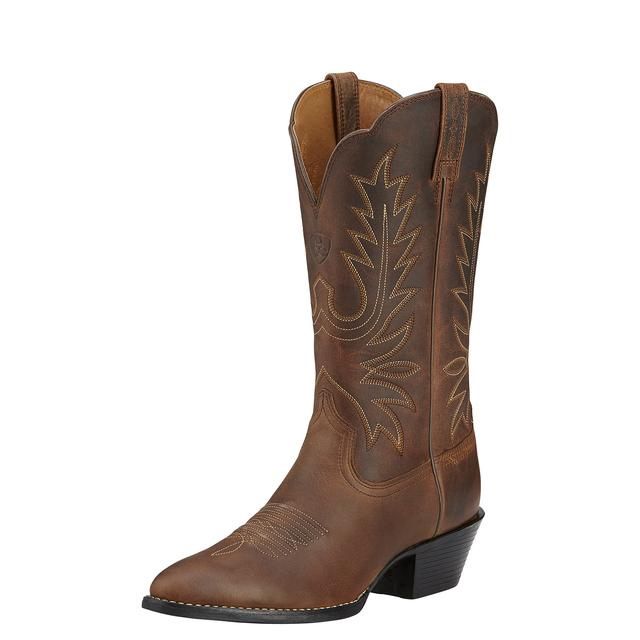 Women's Heritage R Toe Western Boot - 10001021, Color: Distressed Brown, product_size_1: 10, product_size_2: C / Wide