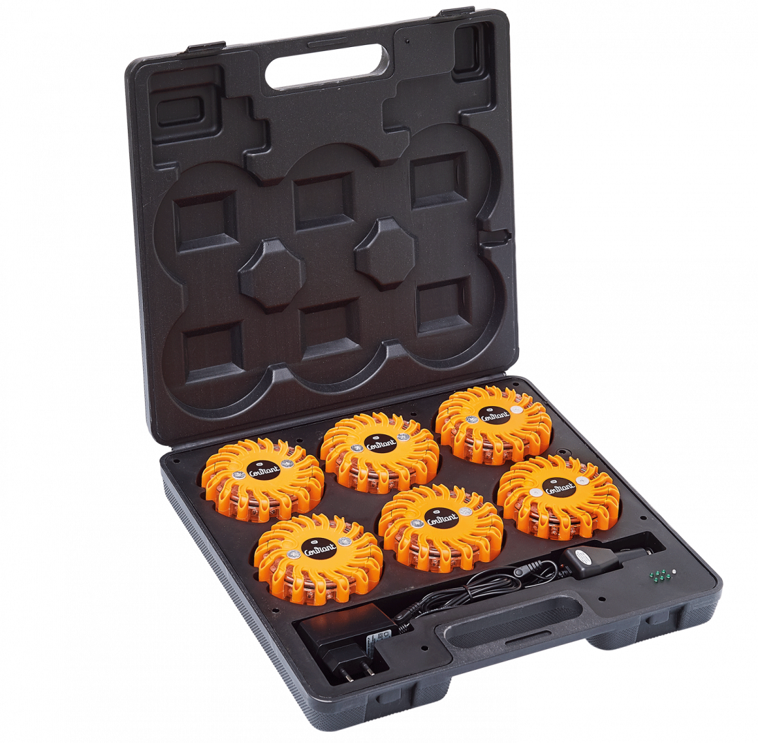 Malette de 6 balises de signalisation led oranges magnétique et rechargeable FLASH CODE COURANT Malette de 6 balises de signalisation led oranges magnétique et rechargeable FLASH CODE COURANT