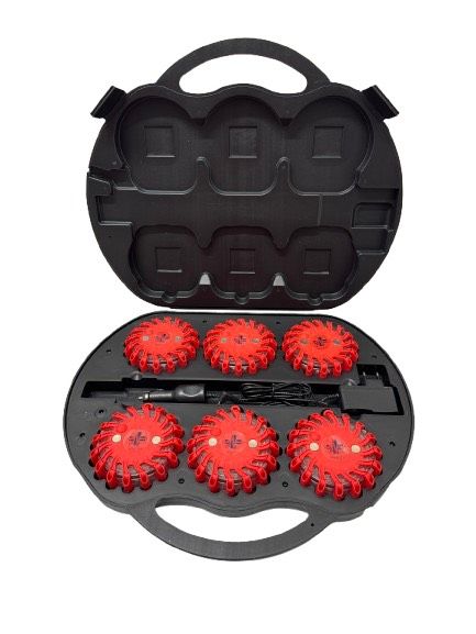 Valise ovale de 6 balises led orange magnétique et rechargeable BG-SAFETY