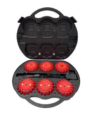 Valise ovale de 6 balises led orange magnétique et rechargeable BG-SAFETY Valise ovale de 6 balises led orange magnétique et rechargeable BG-SAFETY