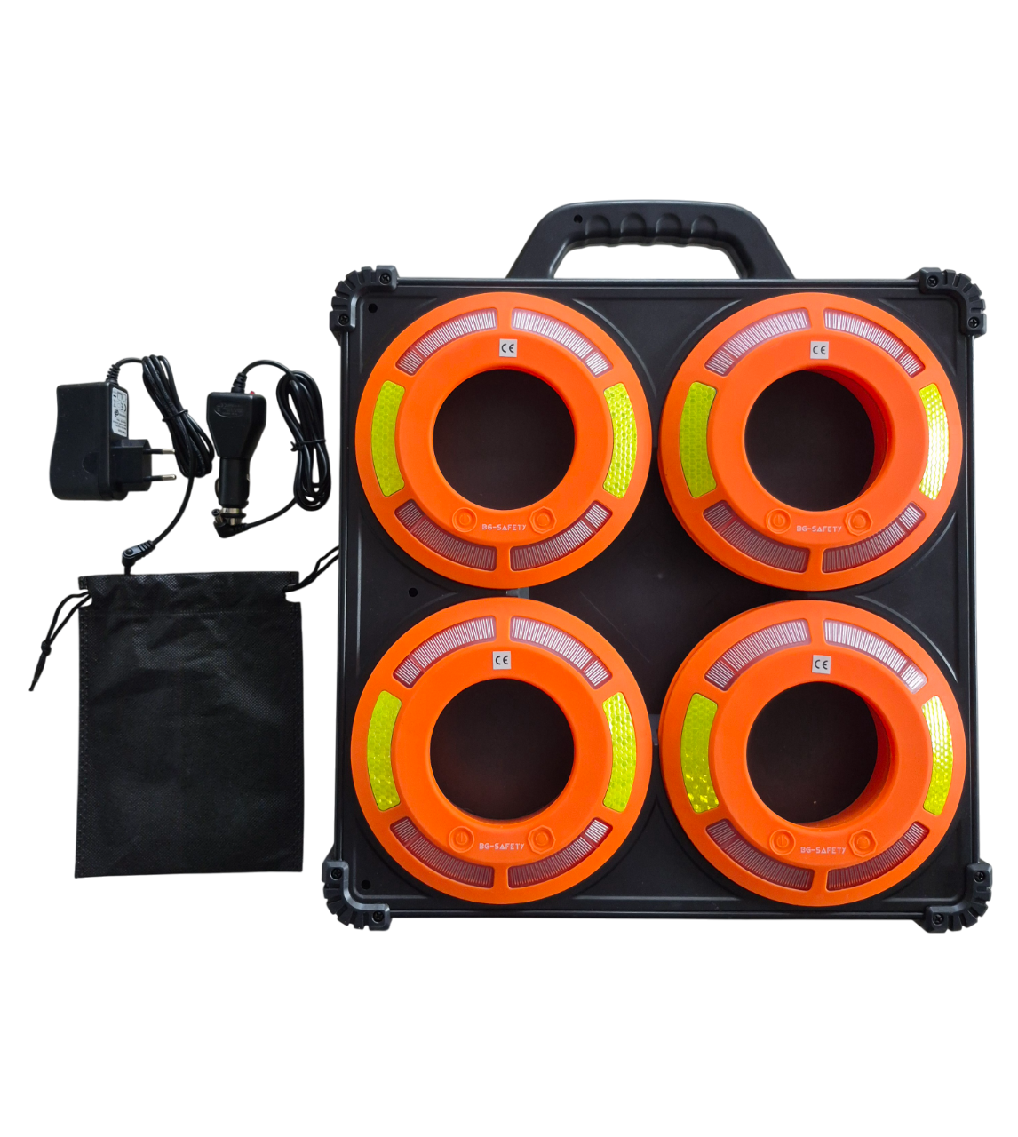 Valise de 8 balises lumineuses séquentielles pour cône de lubeck BG-SAFETY