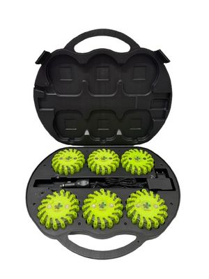 Valise ovale de 6 balises led vert magnétique et rechargeable BG-SAFETY Valise ovale de 6 balises led vert magnétique et rechargeable BG-SAFETY