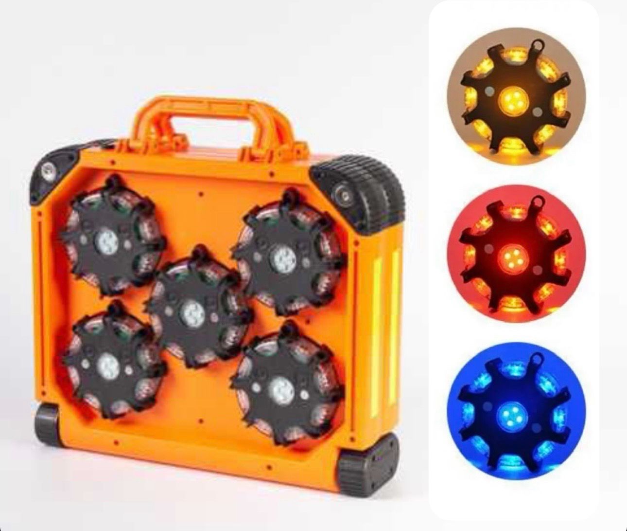 Valise de 10 balises lumineuses synchronisées séquentielles (3 couleurs en 1) BG-SAFETY Valise de 10 balises lumineuses synchronisées séquentielles (3 couleurs en 1) BG-SAFETY
