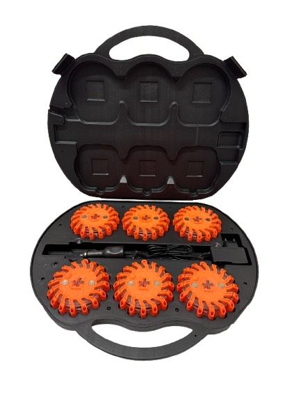 Valise ovale de 6 balises led rouge magnétique et rechargeable BG-SAFETY